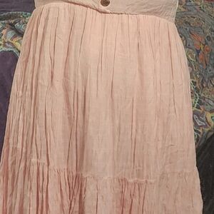 Torrid Pink Midi A-Line Dress with Pleated Tiered Design